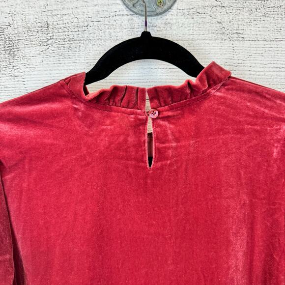 Time & Tru Women's Mauve Velvet Long Sleeve Ruffle Mock Neck Dress Size Small - Picture 3 of 9